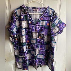 Halloween Scrub Works 3X scrub top